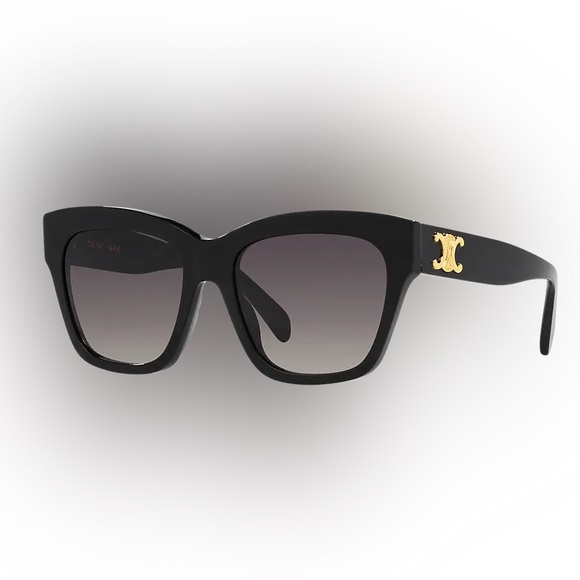 Celine Sunglasses | Triomphe Black and Gold 55mm Oversized Sunglasses - Picture 3 of 13